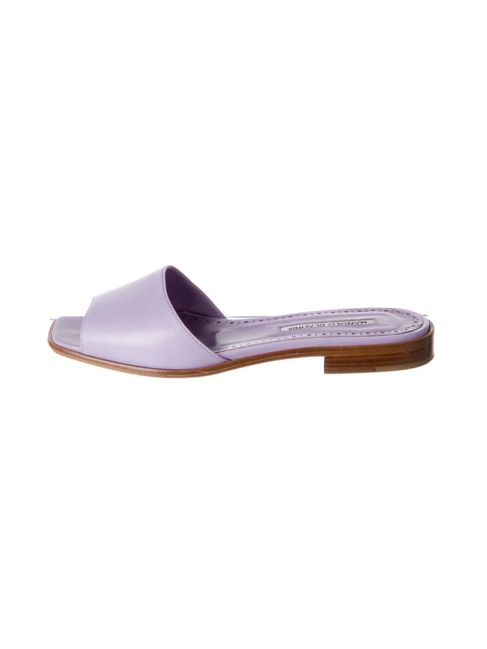 Manolo Blahnik Leather Lilac Slingback Sandals Size 38 EU / US 7.5-8
